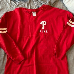 PINK Phillies Varsity Crew Sweatshirt Size Large